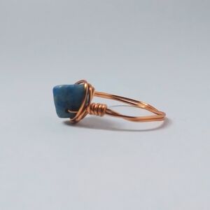 Beautiful Blue Gem Handmade Twisted Rusted Gold Ring Size